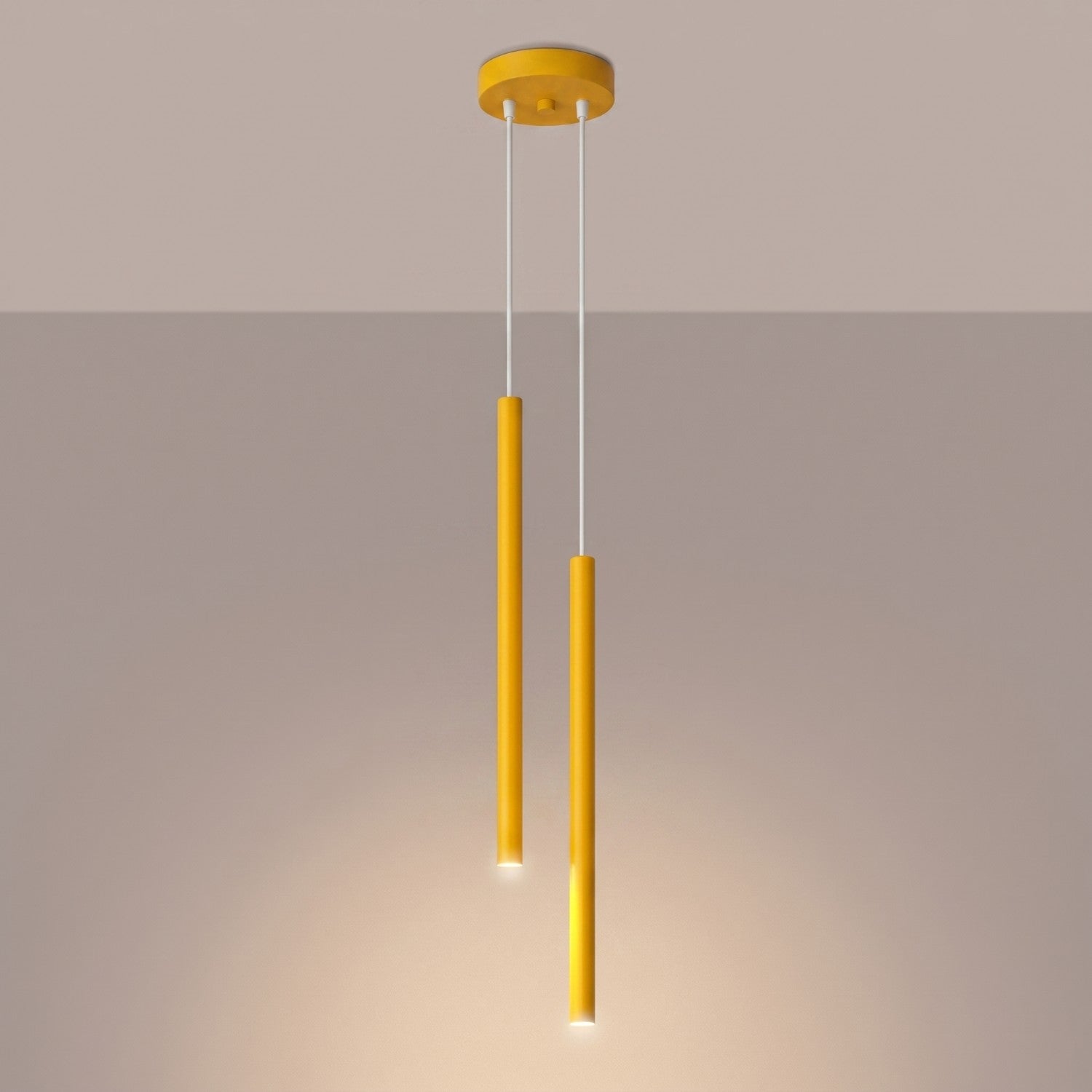 Suspension Pastelo 2 tubes fins jaune G9, vue 3