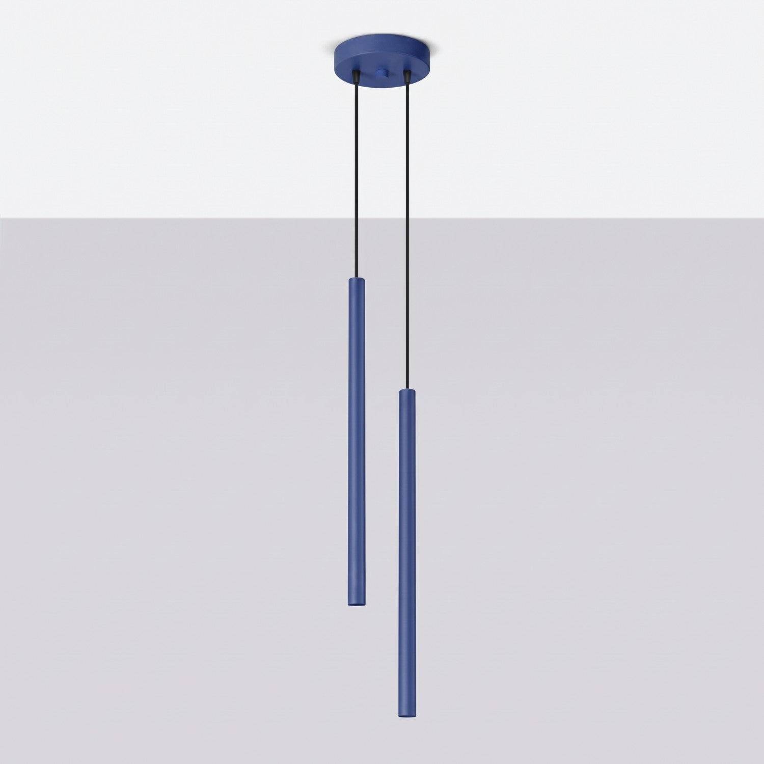 Suspension Pastelo 2 tubes fins bleu outremer G9, vue 2