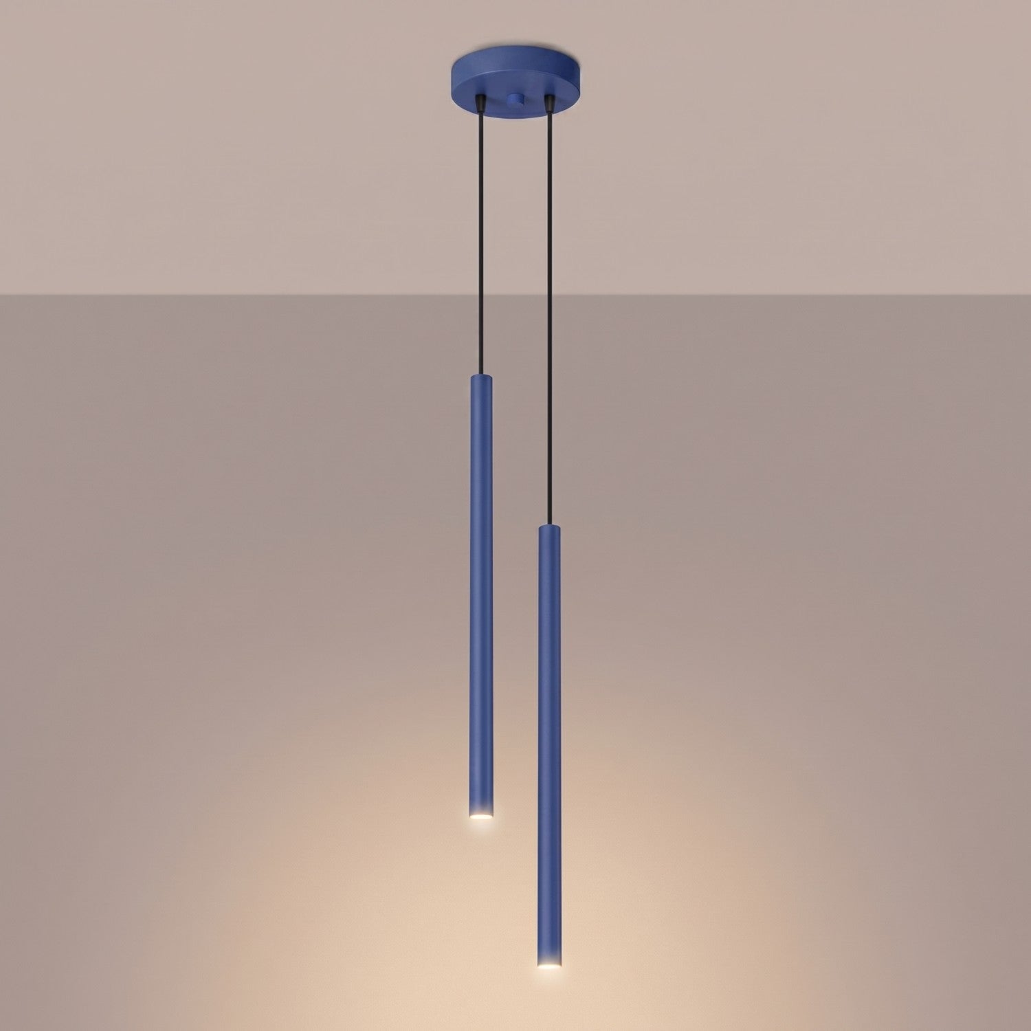 Suspension Pastelo 2 tubes fins bleu outremer G9, vue 3