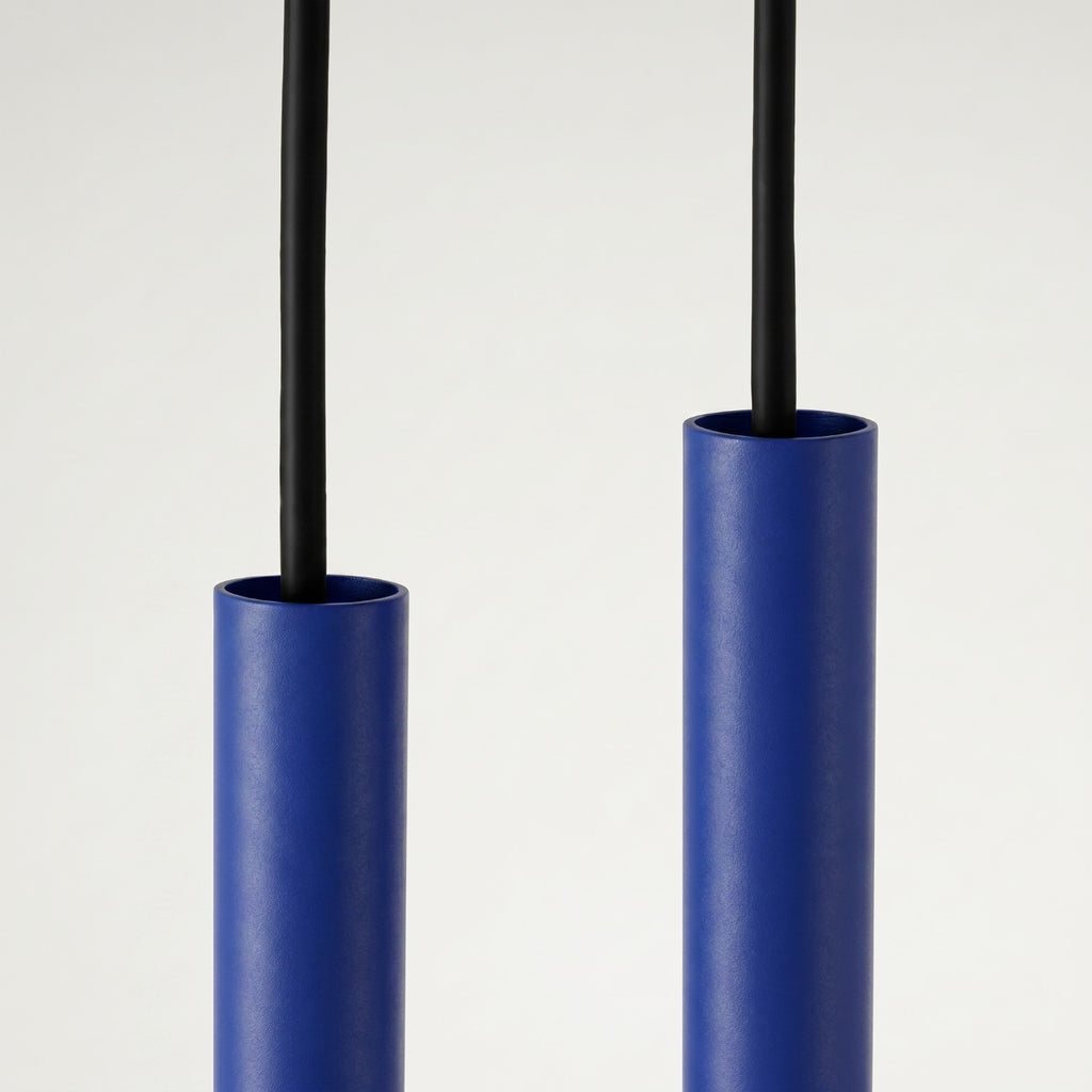 Suspension Pastelo 2 tubes fins bleu outremer G9, vue 4