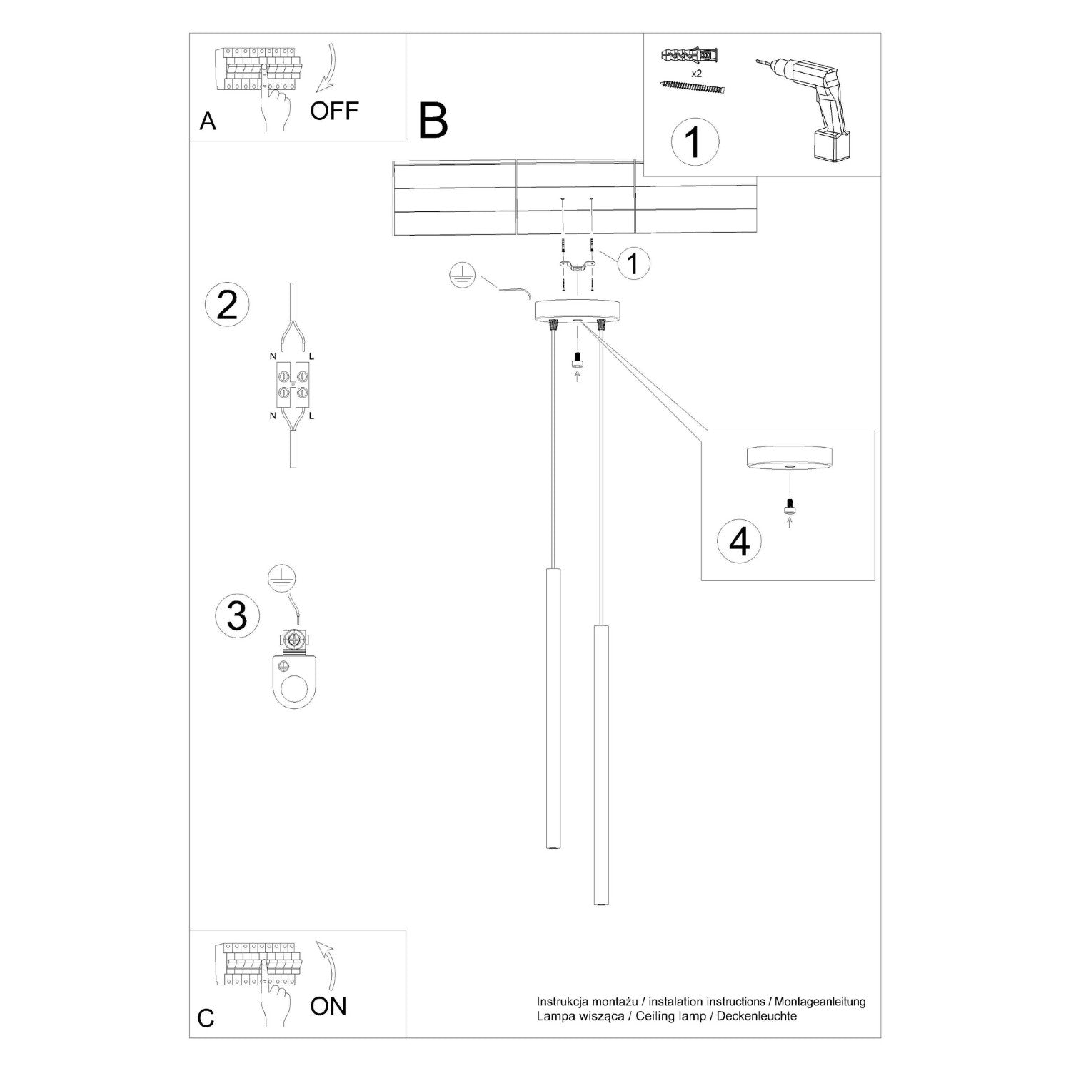 Suspension Pastelo 2 tubes fins rose G9, vue 11