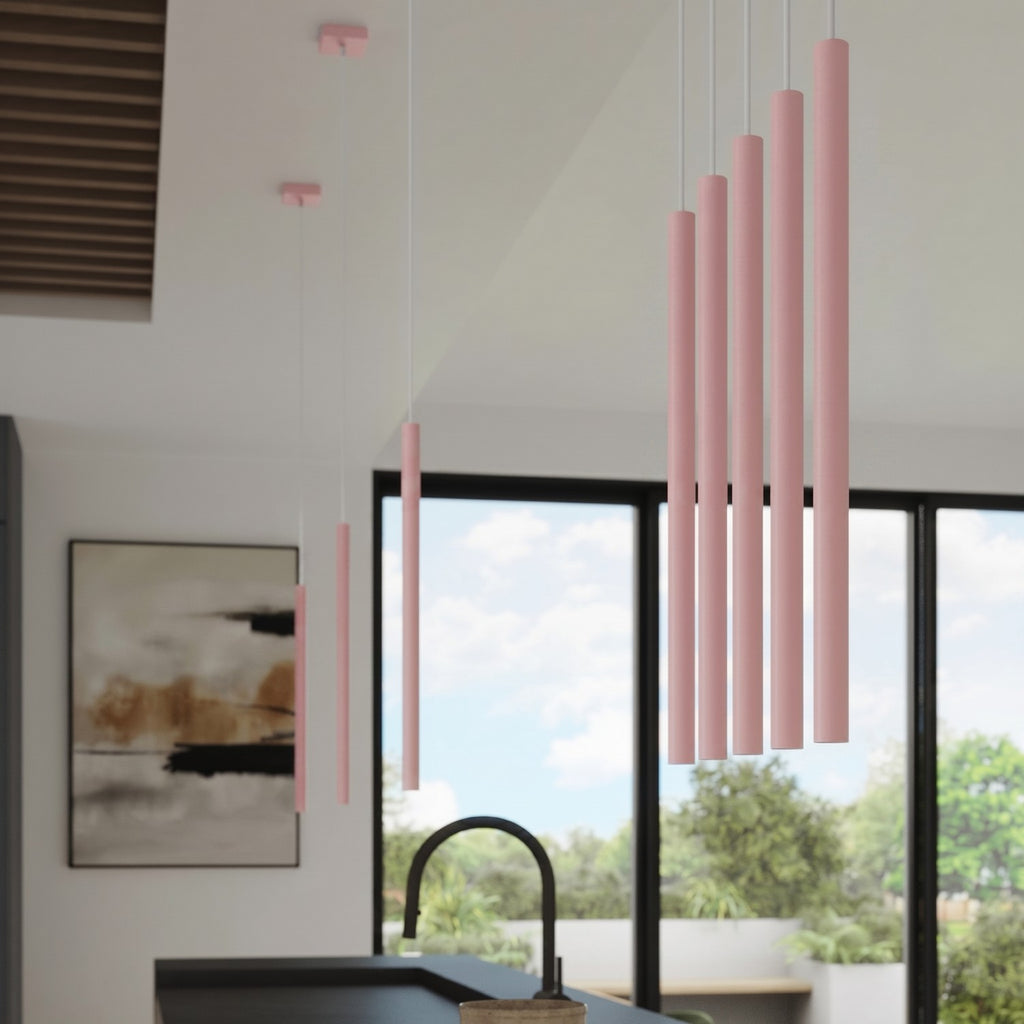 Suspension Pastelo 2 tubes fins rose G9, vue 15