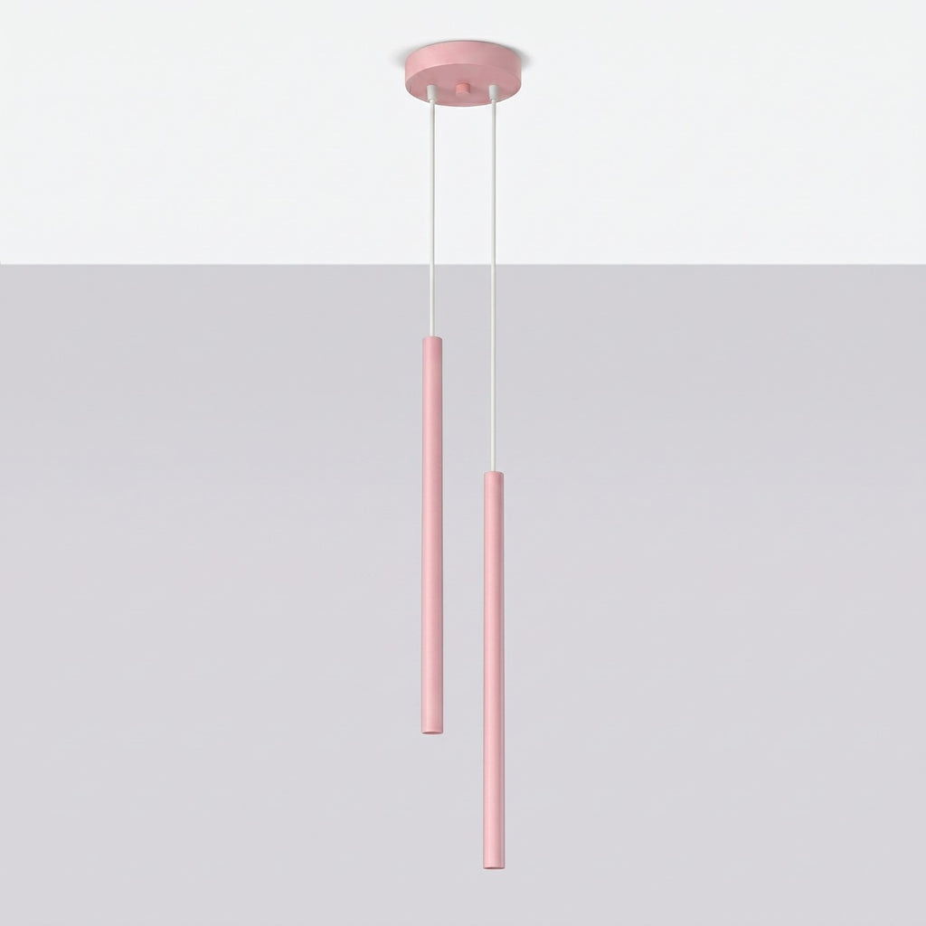 Suspension Pastelo 2 tubes fins rose G9, vue 2