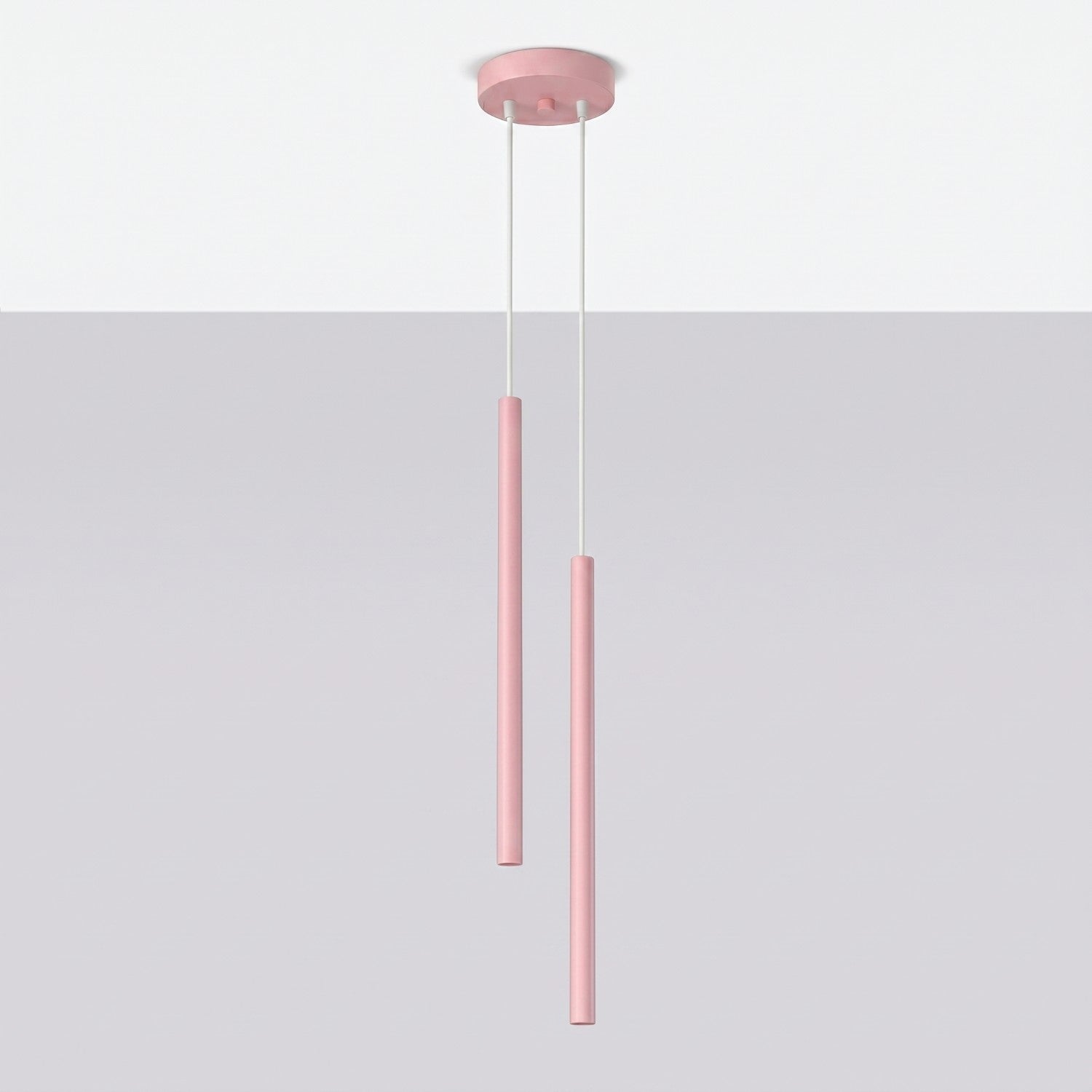 Suspension Pastelo 2 tubes fins rose G9, vue 2