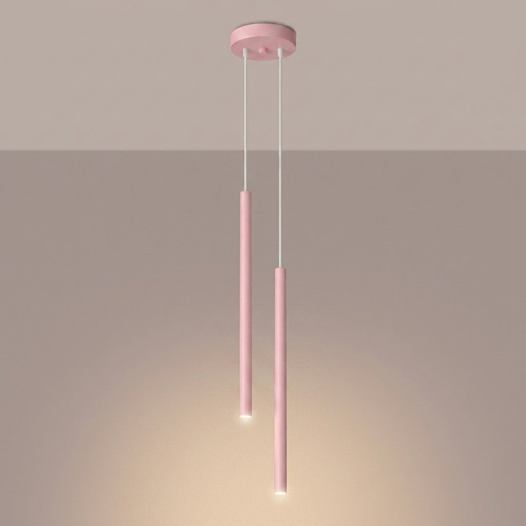 Suspension Pastelo 2 tubes fins rose G9, vue 3