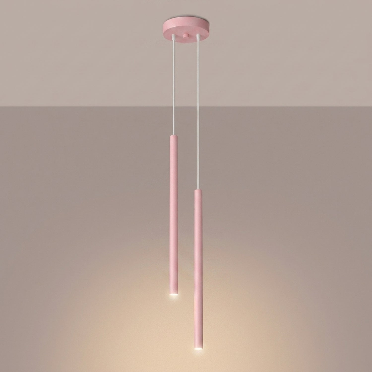 Suspension Pastelo 2 tubes fins rose G9, vue 3