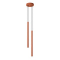 Suspension Pastelo 2 tubes fins rouge ocre G9, fin tube effilé en acier laqué