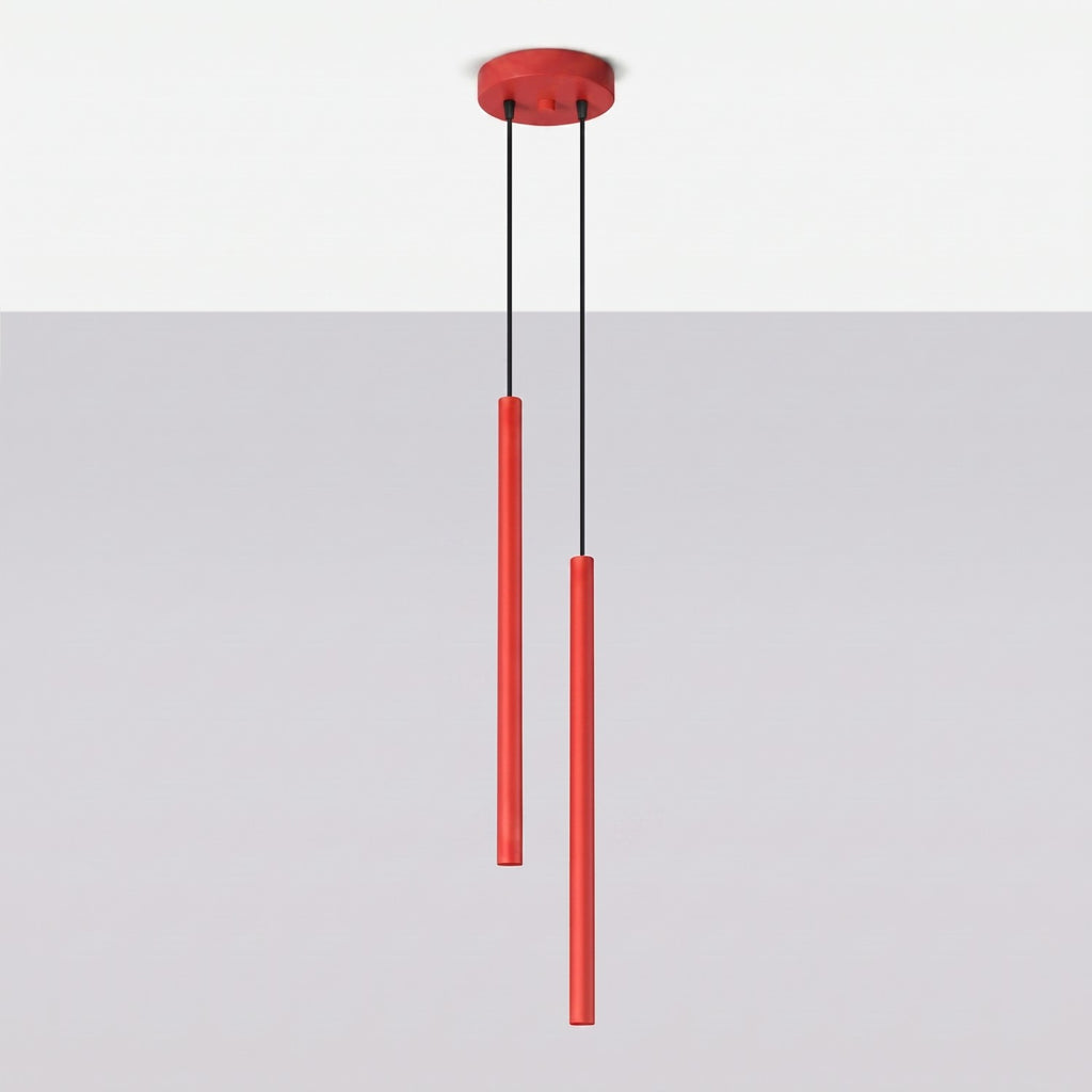 Suspension Pastelo 2 tubes fins rouge G9, vue 2