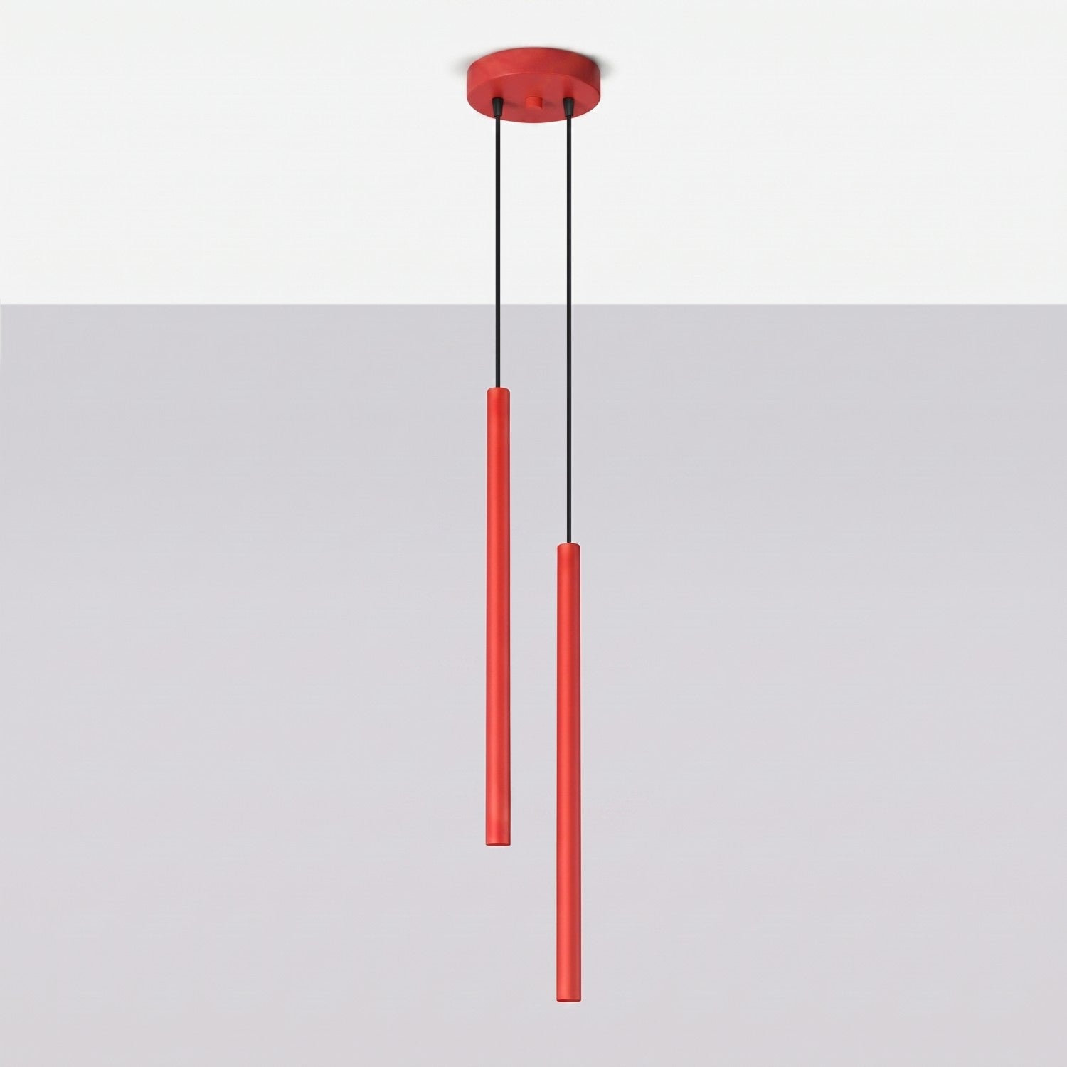 Suspension Pastelo 2 tubes fins rouge G9, vue 2