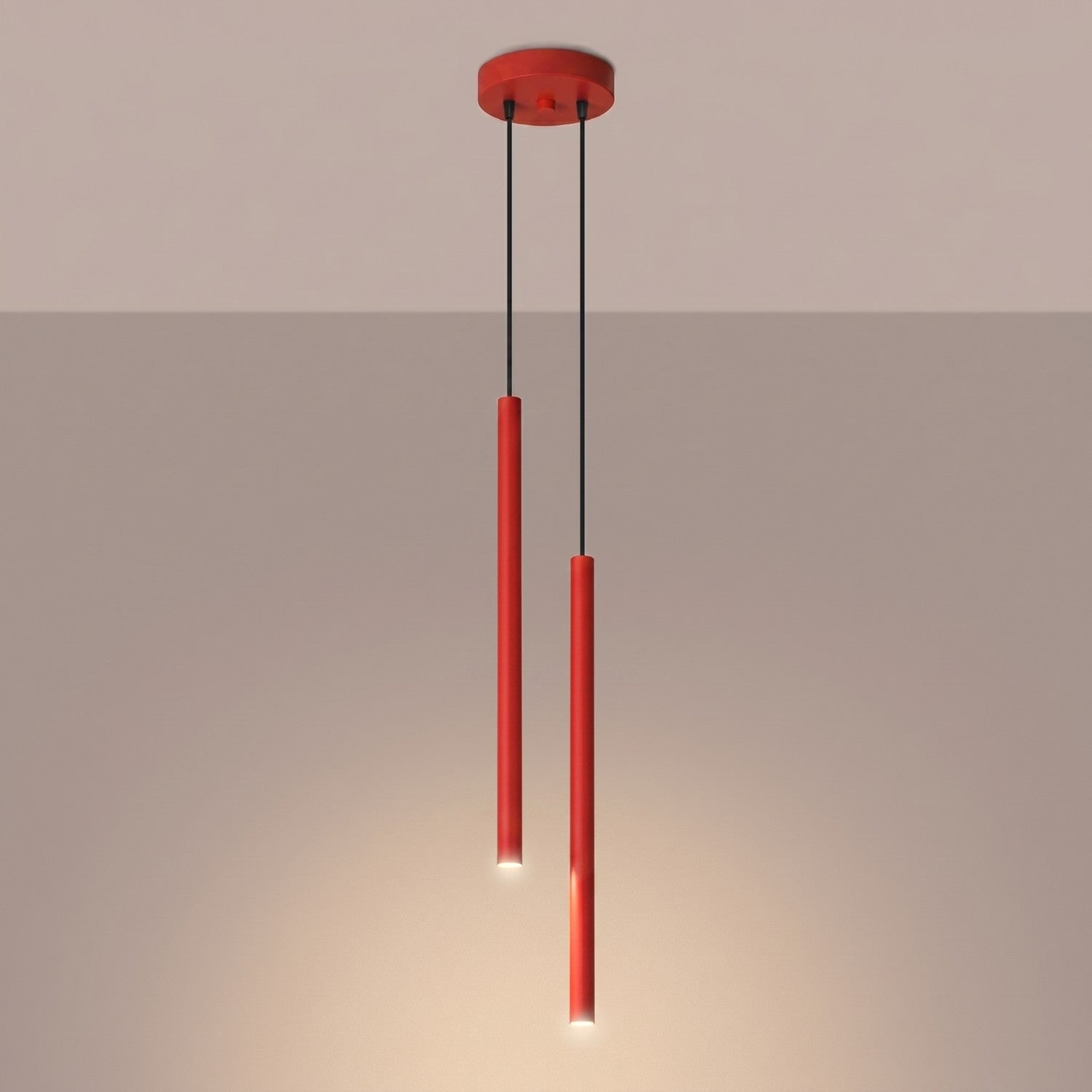 Suspension Pastelo 2 tubes fins rouge G9, vue 3