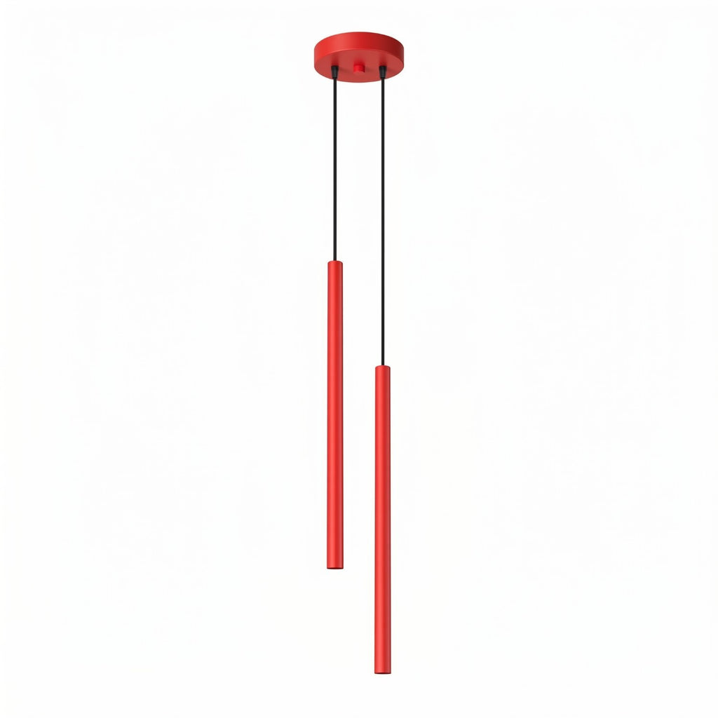 Suspension Pastelo 2 tubes fins rouge G9