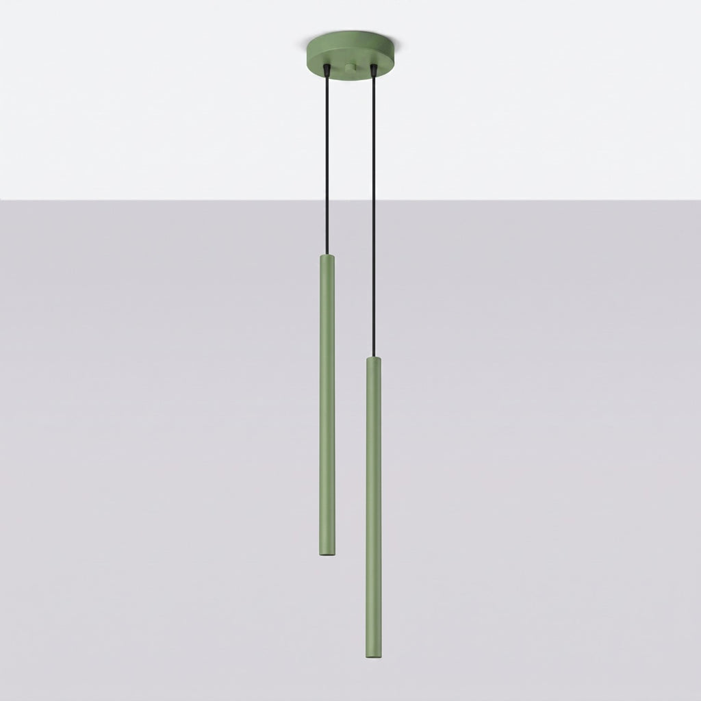 Suspension Pastelo 2 tubes fins vert sauge G9, vue 2