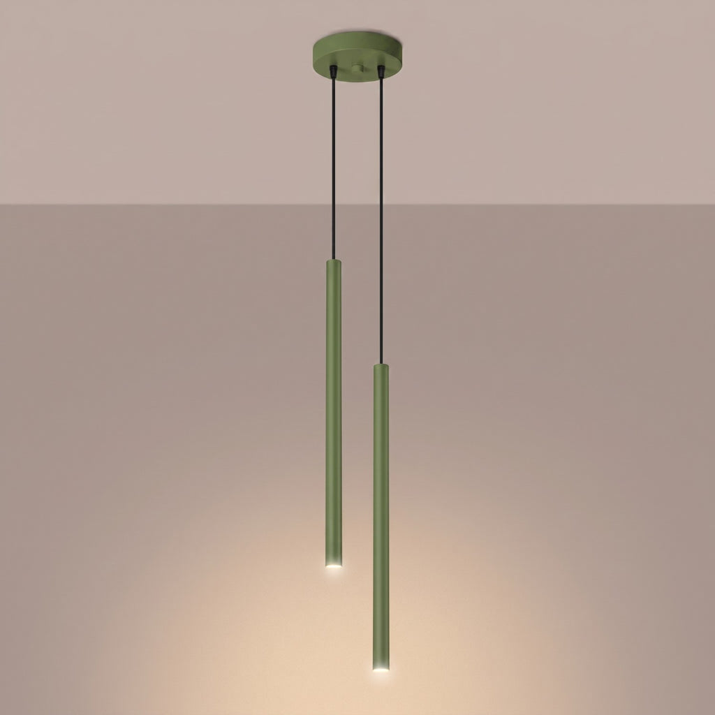 Suspension Pastelo 2 tubes fins vert sauge G9, vue 3