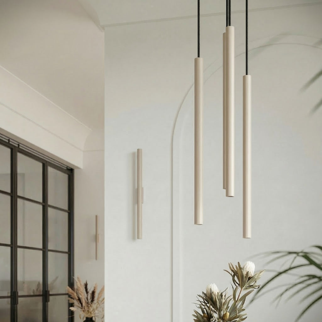 Suspension Pastelo 2 tubes fins taupe G9, vue 15