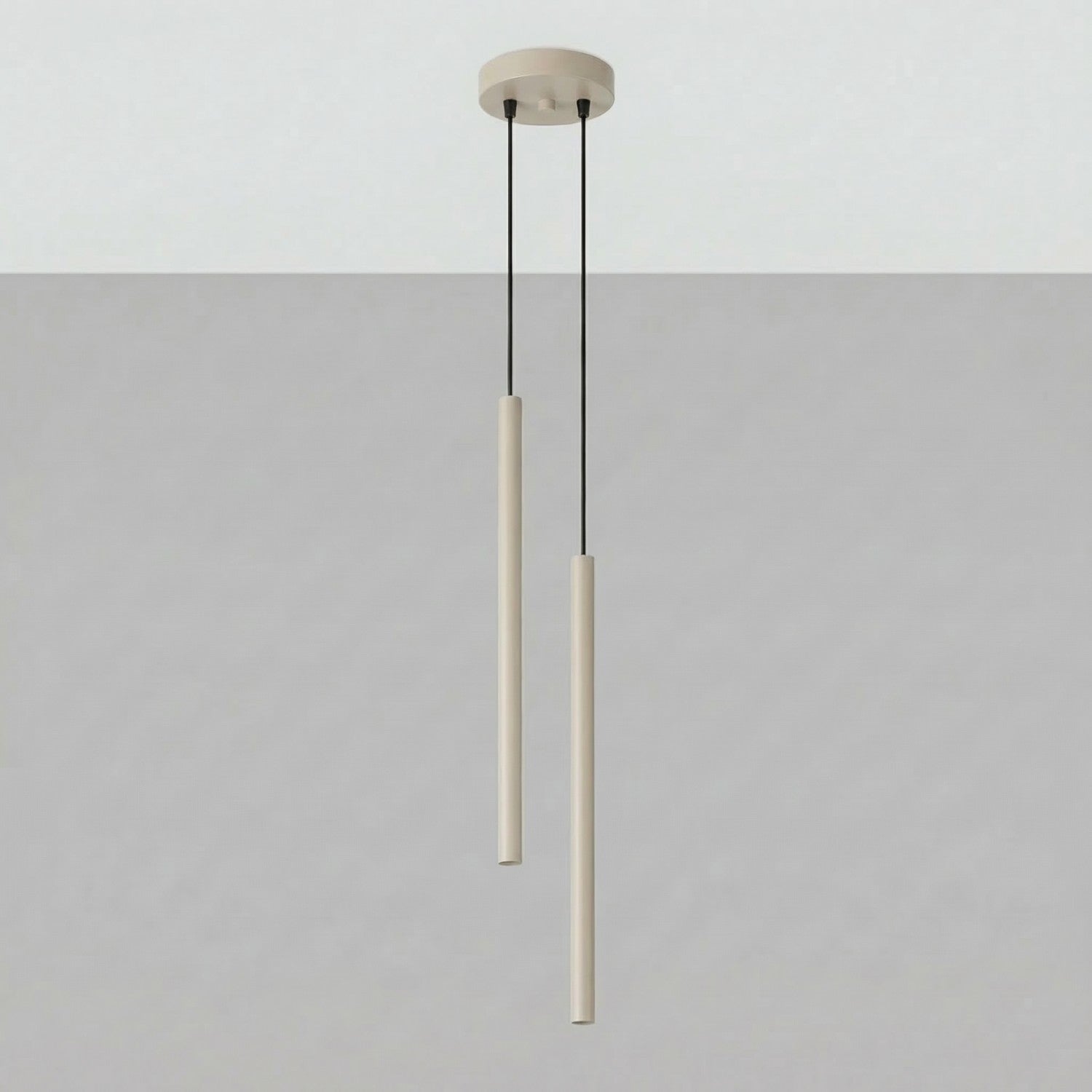 Suspension Pastelo 2 tubes fins taupe G9, vue 2