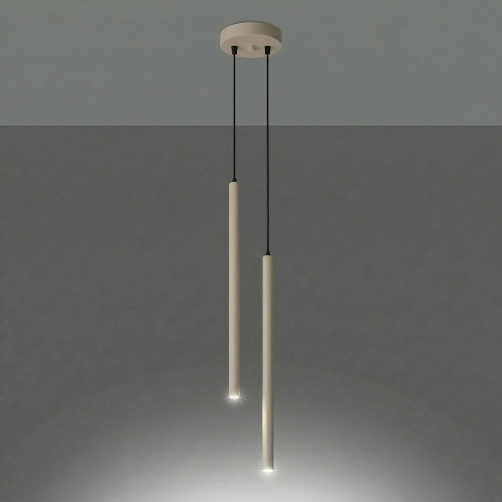 Suspension Pastelo 2 tubes fins taupe G9, vue 3