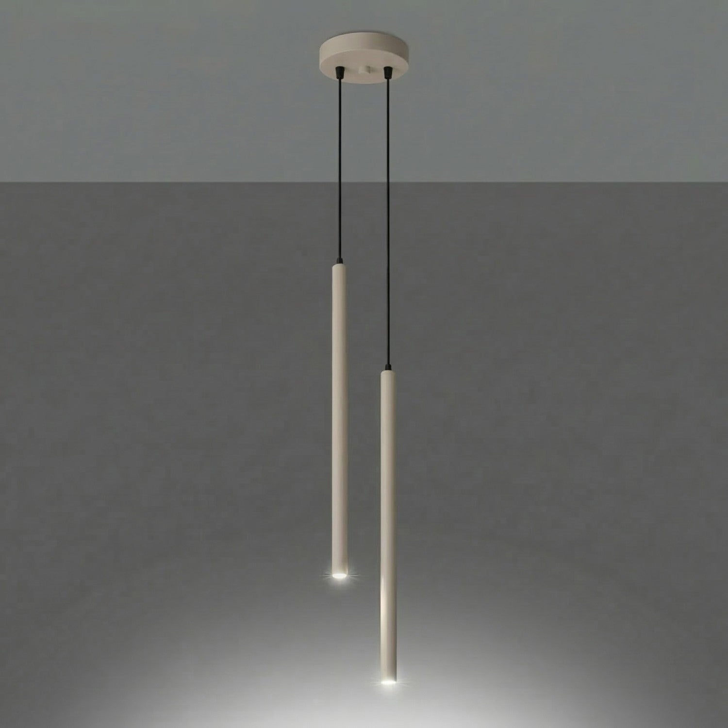Suspension Pastelo 2 tubes fins taupe G9, vue 3