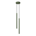 Suspension Pastelo 2 tubes fins vert olive G9, fin tube effilé en acier laqué