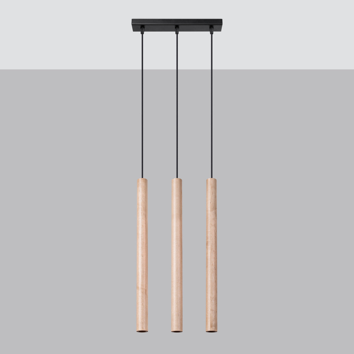 Suspension Pastelo Bois clair trois tubes sur fond gris
