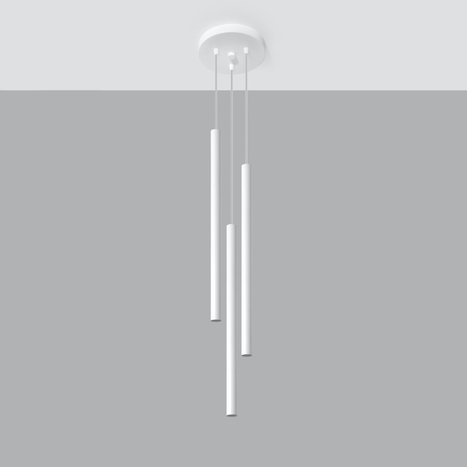 Suspension Pastelo 3 en grappe acier blanc G9, vue de profil