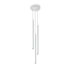 Suspension Pastelo 3 en grappe, trois fins tubes verticaux en acier blanc