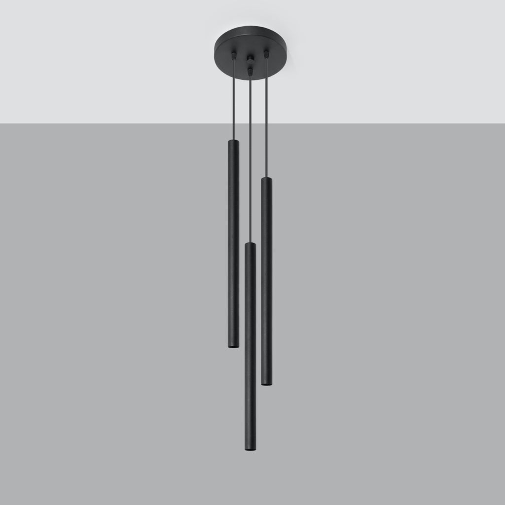 Suspension Pastelo 3 en grappe acier noir G9, vue de profil
