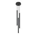 Suspension Pastelo 3 en grappe, trois fins tubes verticaux en acier noir