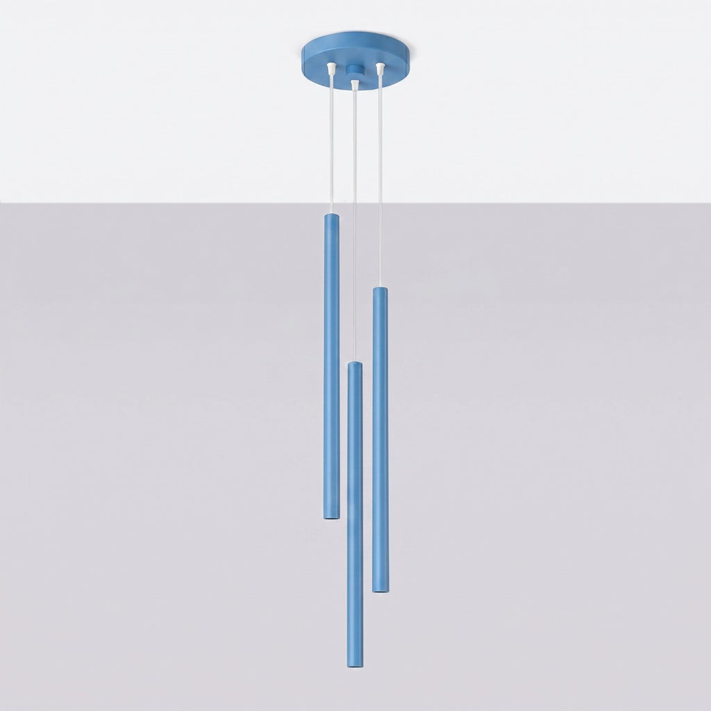 Suspension Pastelo 3 en grappe tubes fins bleu azur G9, vue 2