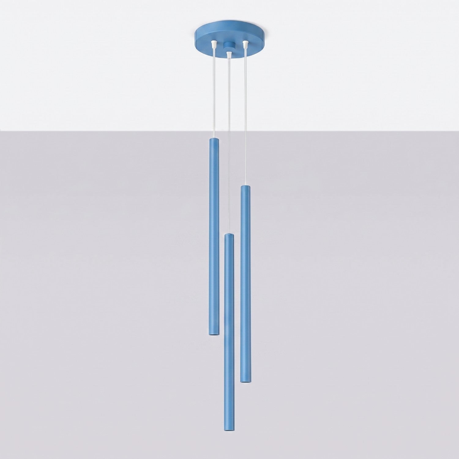 Suspension Pastelo 3 en grappe tubes fins bleu azur G9, vue 2