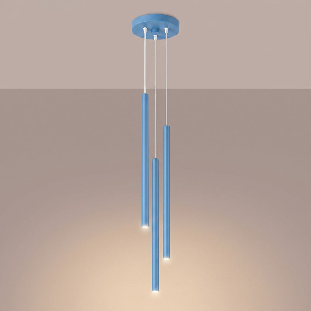 Suspension Pastelo 3 en grappe tubes fins bleu azur G9, vue 3