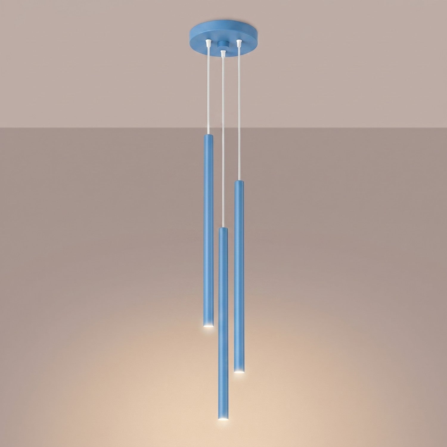 Suspension Pastelo 3 en grappe tubes fins bleu azur G9, vue 3