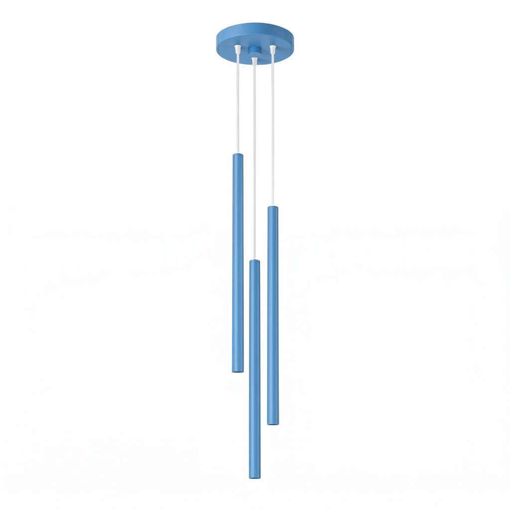 Suspension Pastelo 3 en grappe tubes fins bleu azur G9