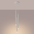 Suspension Pastelo 3 en grappe tubes fins beige G9 allumé