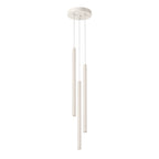 Suspension Pastelo 3 en grappe tubes fins beige G9, fin tube effilé en acier laqué