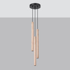 Suspension Pastelo 3 en grappe tubes fins bois G9 de profil
