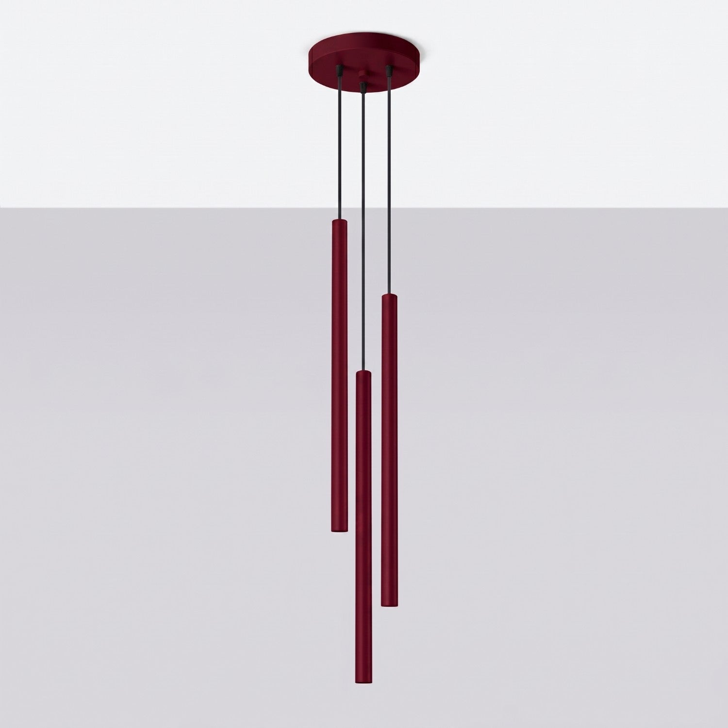 Suspension Pastelo 3 en grappe tubes fins bordeaux G9, vue 2