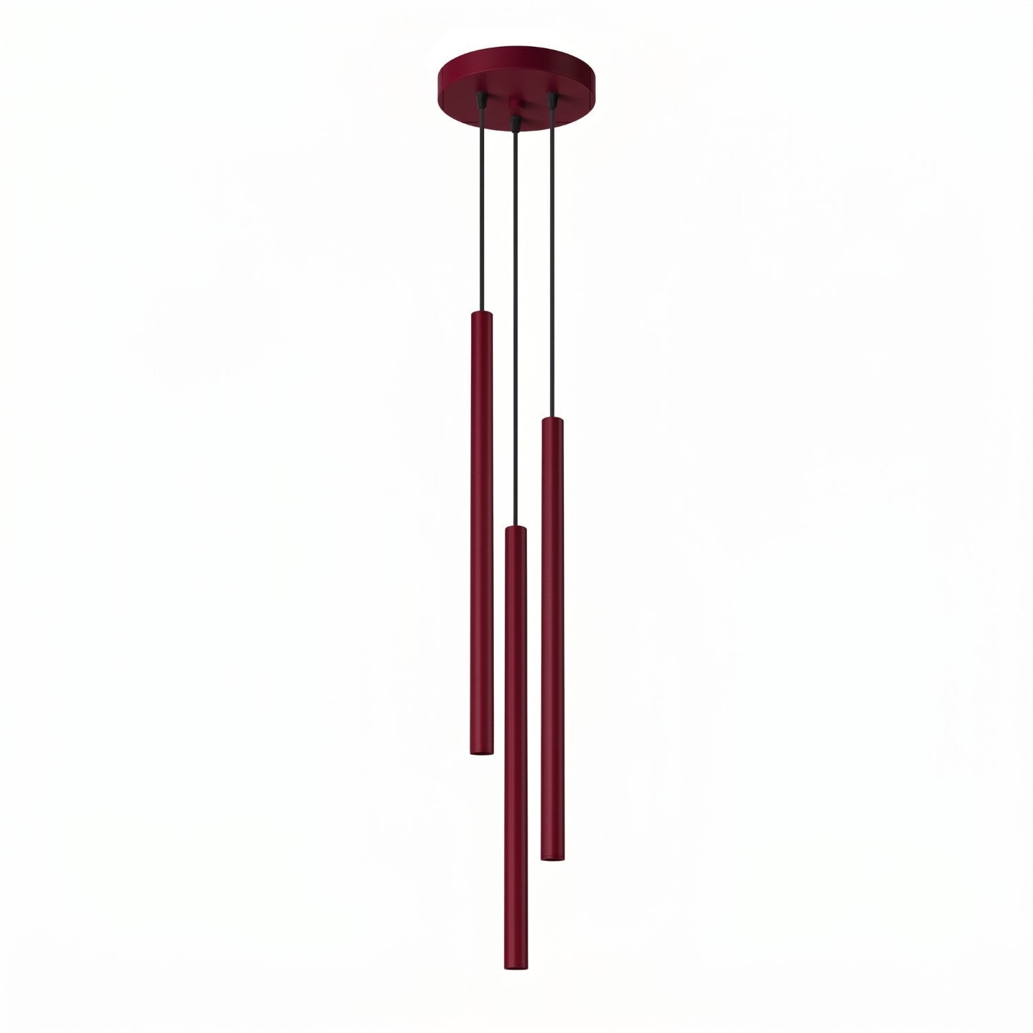 Suspension Pastelo 3 en grappe tubes fins bordeaux G9