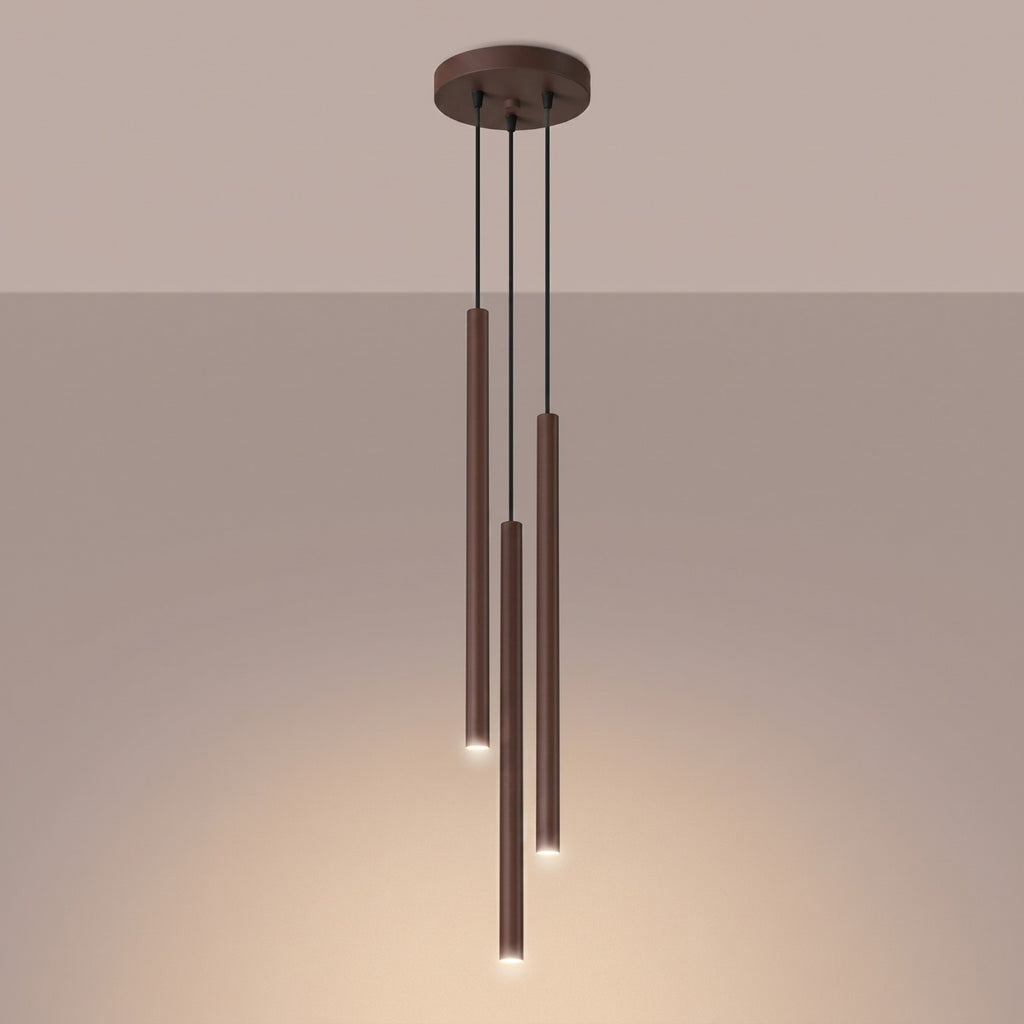 Suspension Pastelo 3 en grappe tubes fins brun G9, vue 3