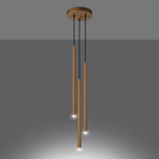 Suspension Pastelo 3 en grappe tubes fins doré G9 allumée, faisceau vers le bas