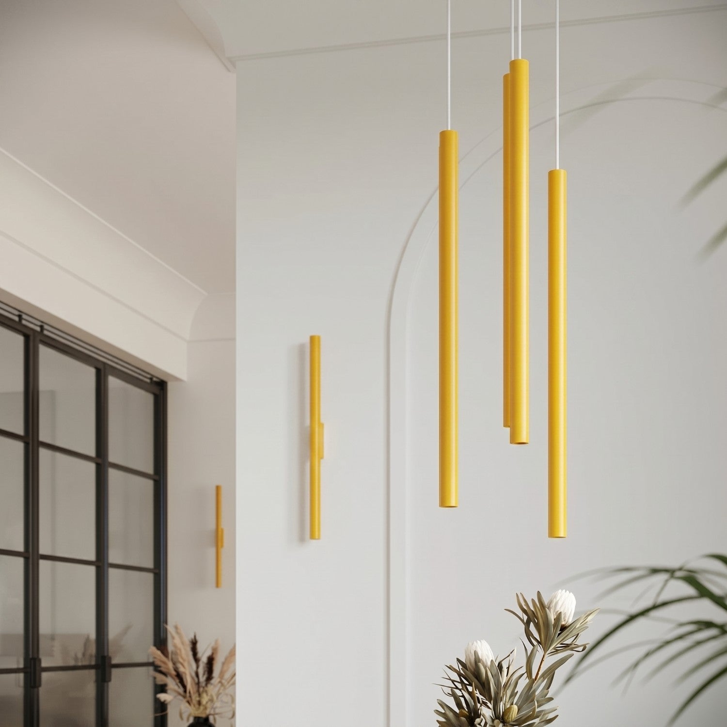 Suspension Pastelo 3 en grappe tubes fins jaune G9, vue 15