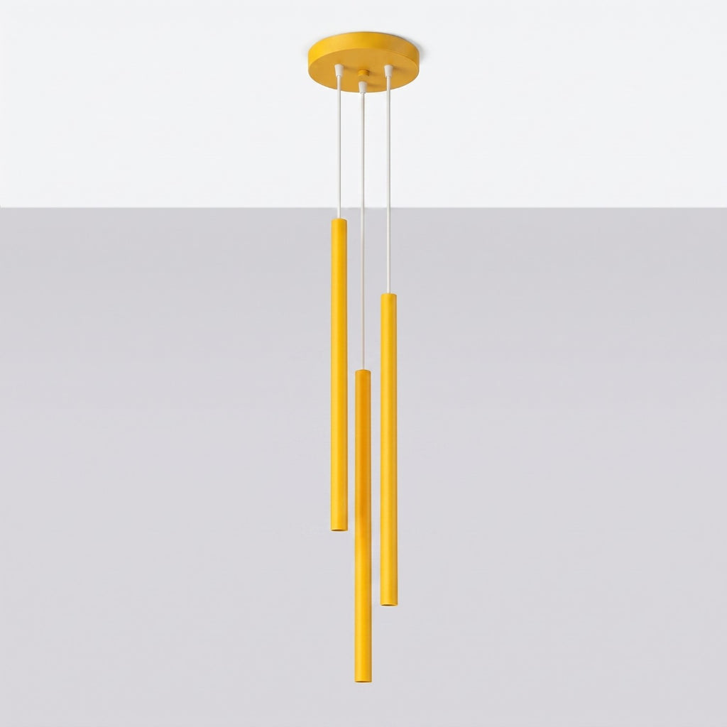Suspension Pastelo 3 en grappe tubes fins jaune G9, vue 2