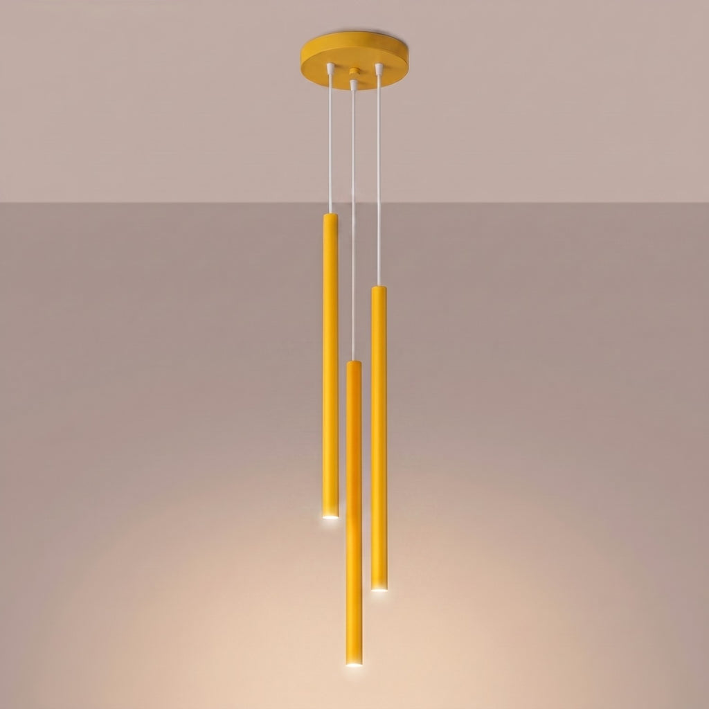 Suspension Pastelo 3 en grappe tubes fins jaune G9, vue 3