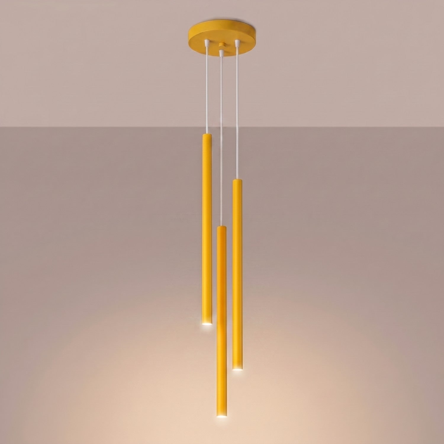 Suspension Pastelo 3 en grappe tubes fins jaune G9, vue 3