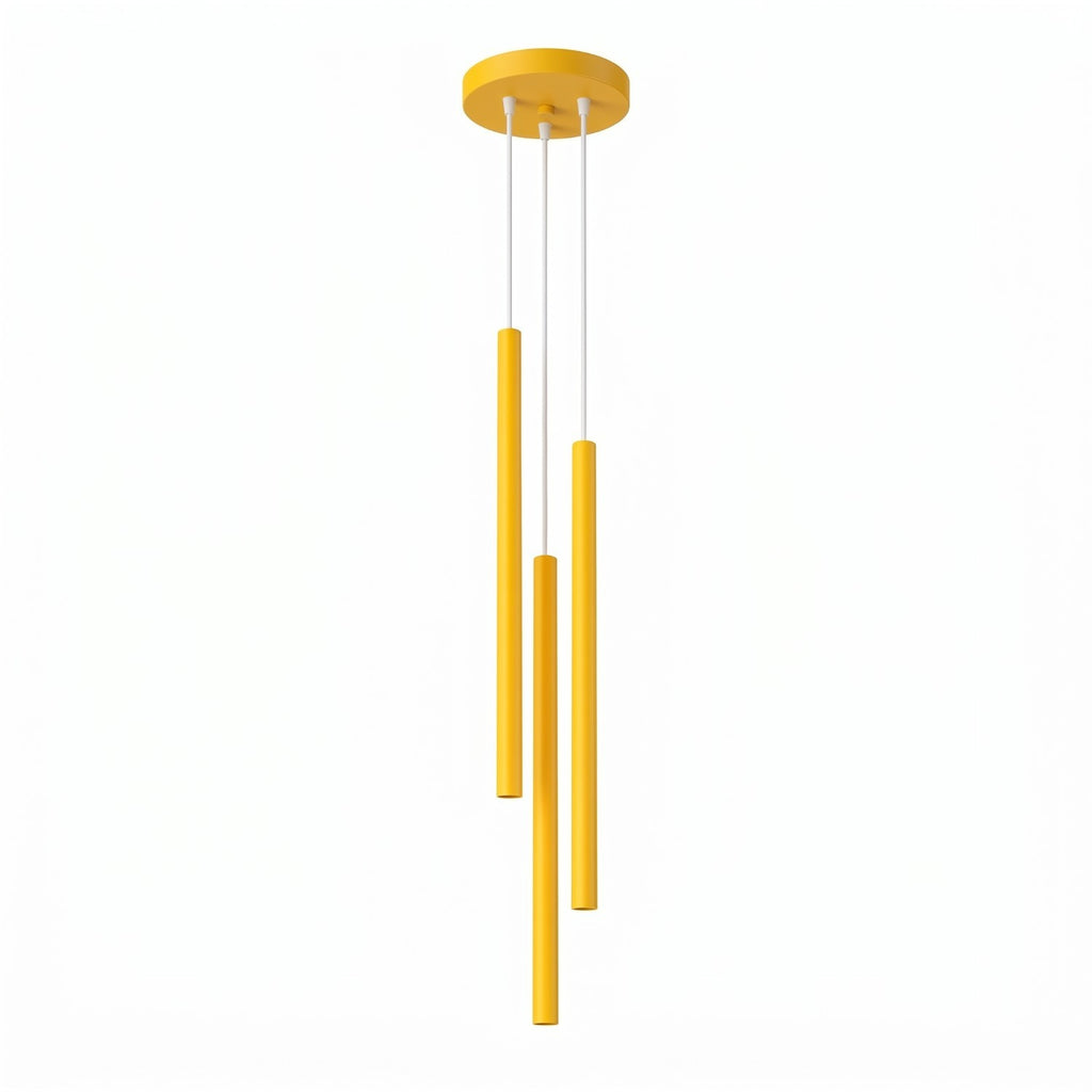 Suspension Pastelo 3 en grappe tubes fins jaune G9