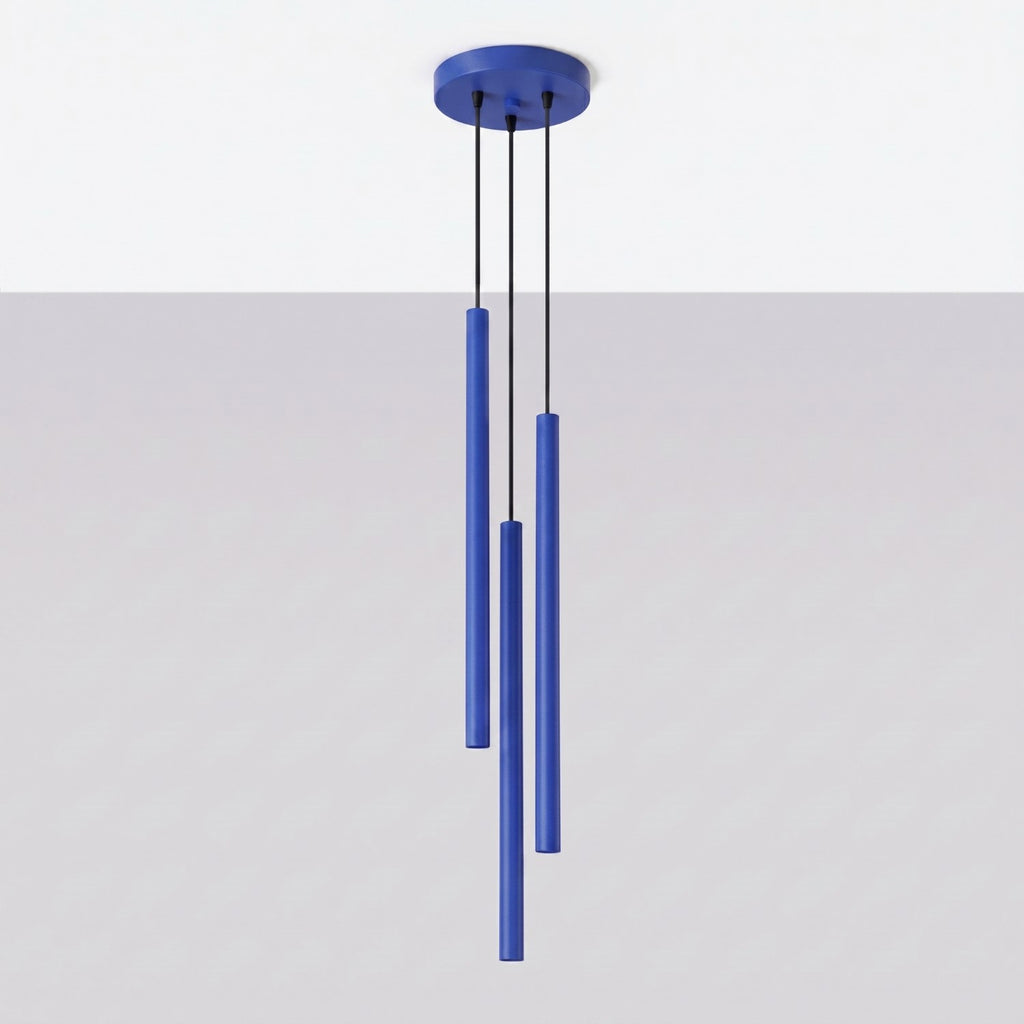 Suspension Pastelo 3 en grappe tubes fins bleu outremer G9, vue 2