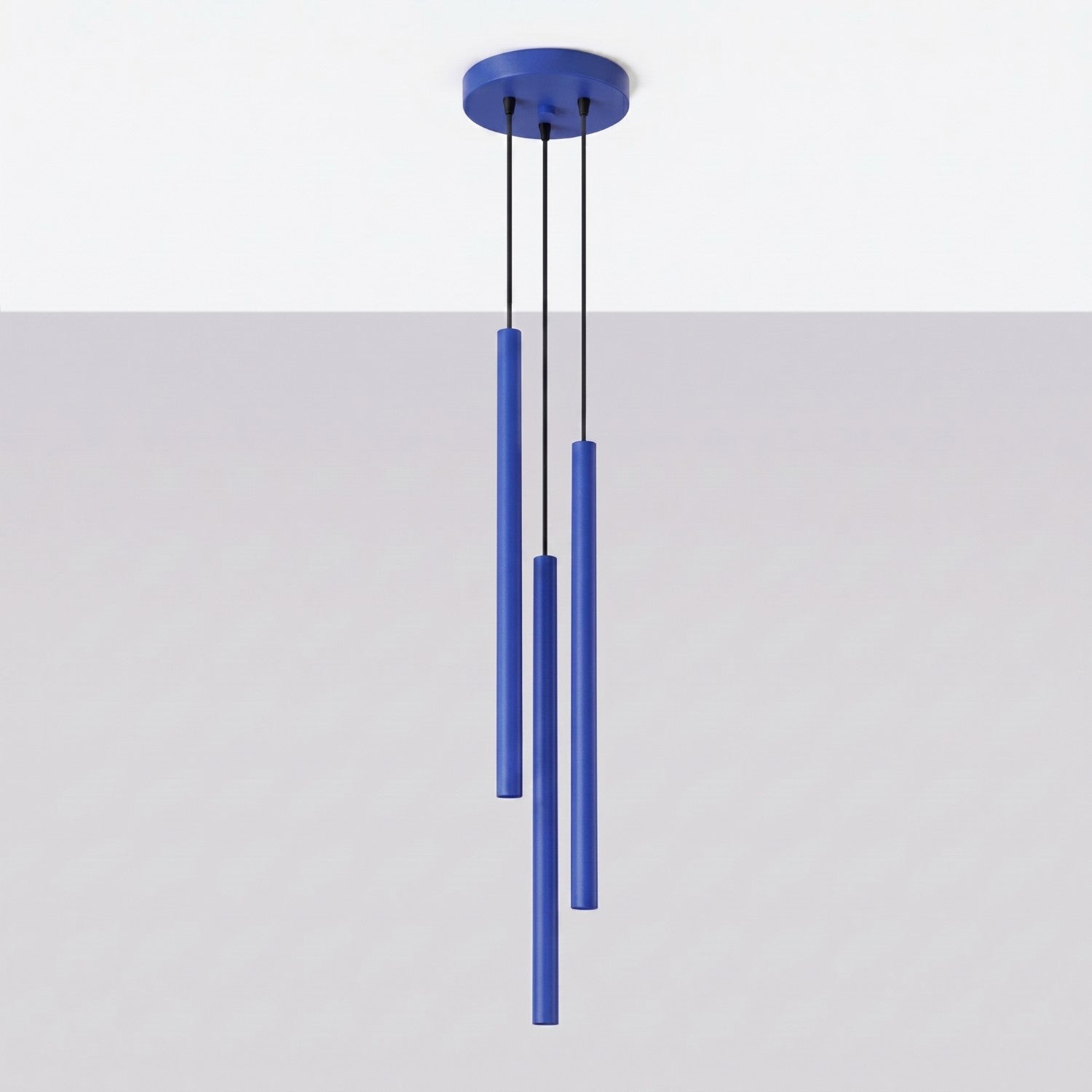 Suspension Pastelo 3 en grappe tubes fins bleu outremer G9, vue 2