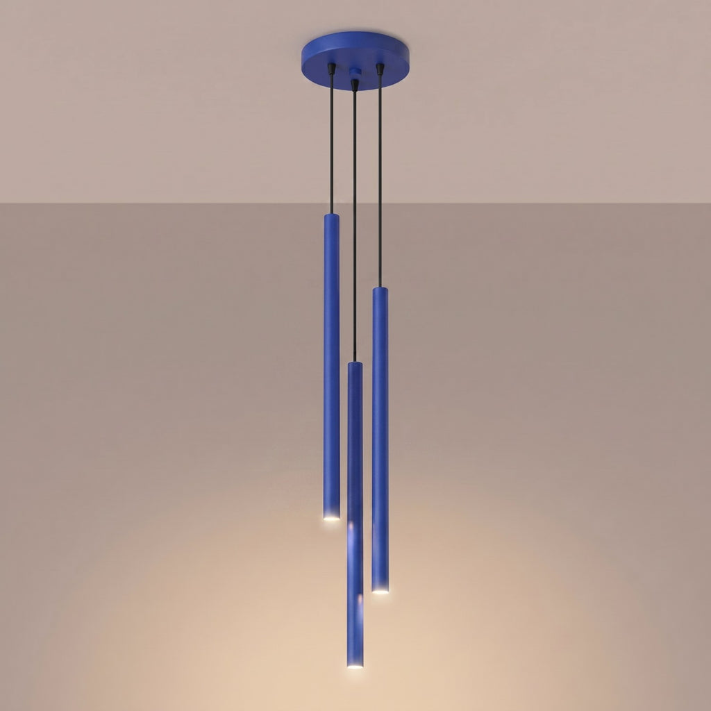 Suspension Pastelo 3 en grappe tubes fins bleu outremer G9, vue 3