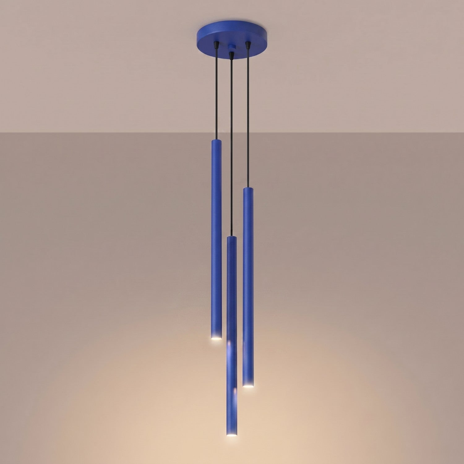 Suspension Pastelo 3 en grappe tubes fins bleu outremer G9, vue 3