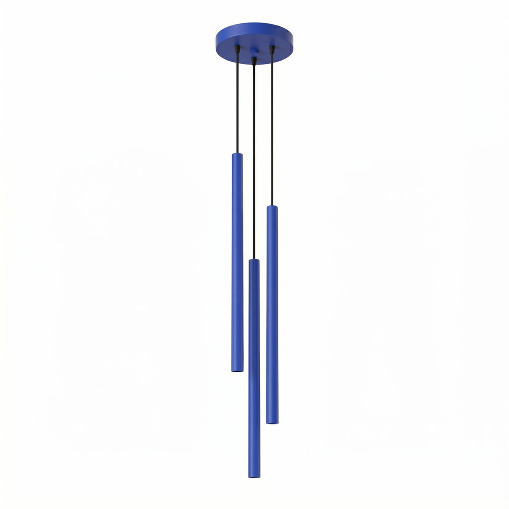 Suspension Pastelo 3 en grappe tubes fins bleu outremer G9