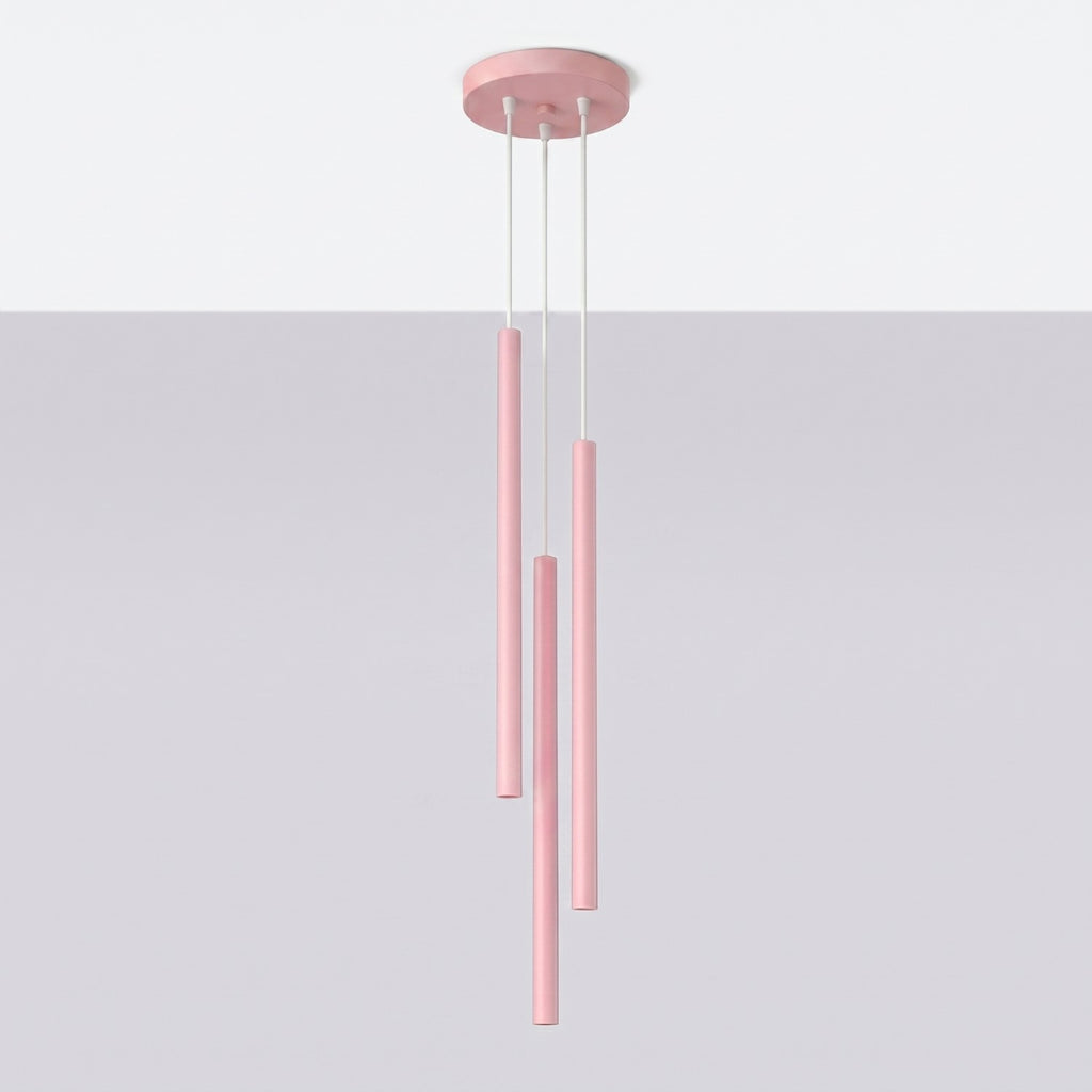 Suspension Pastelo 3 en grappe tubes fins rose G9, vue 2